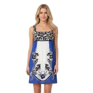 Maeve Black and Blue Floral Midi Dress